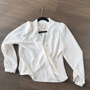 Sézane Cream Wrap Blouse (Abelia Blouse - Ecru)